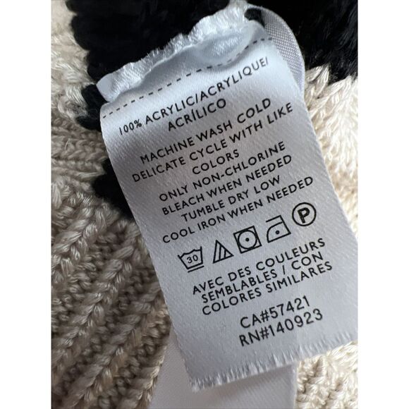 NEW WOMENS LOFT BEIGE BLACK STRIPED BOAT NECK BALLOON SLEEVE BOXY SWEATER SMALL - Picture 14 of 14